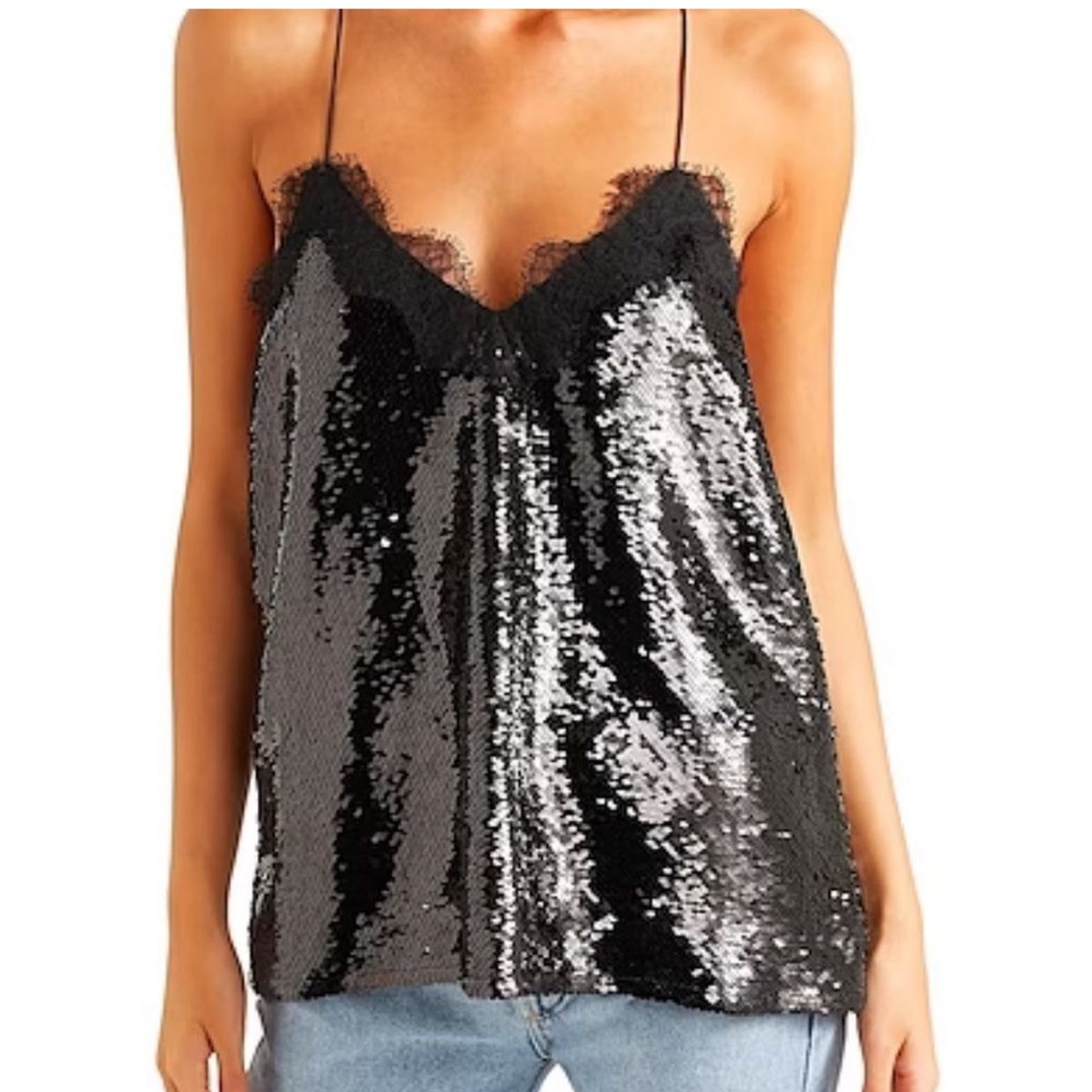 CAMI sequin & lace tank